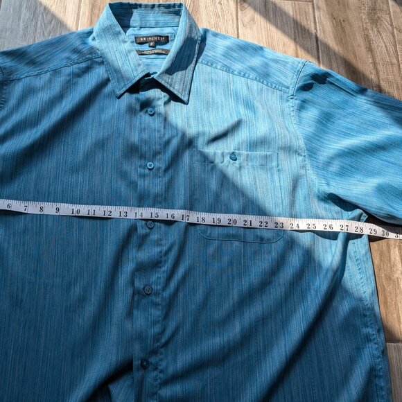 Britches Blue Striped Short Sleeve Button Shirt Men’s XXL 100% Polyester NWOT - Picture 6 of 7